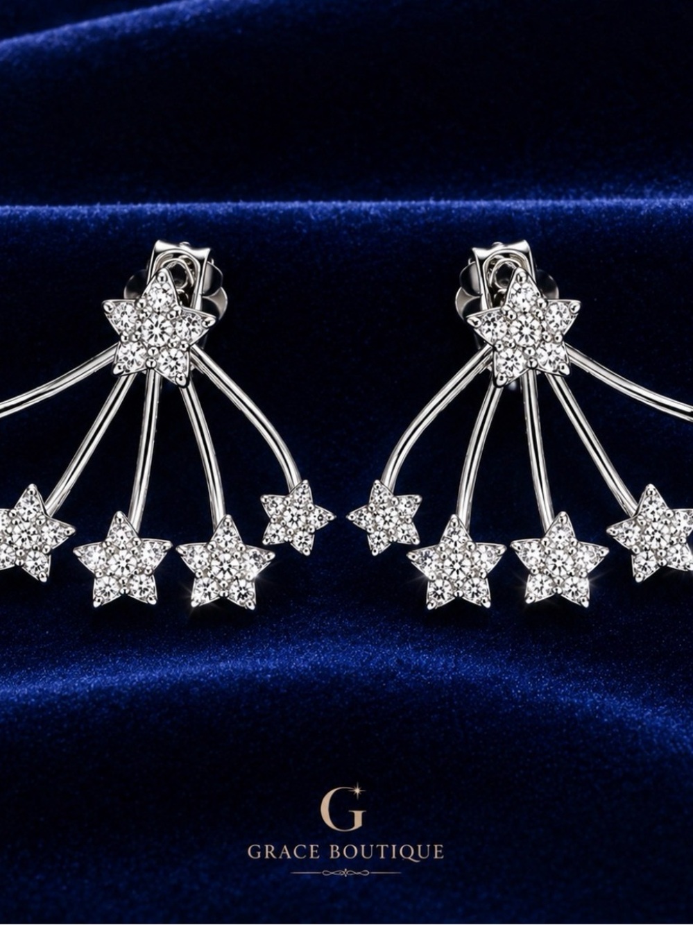 Starlight Climbers Silver Star Ear Climbers View 5